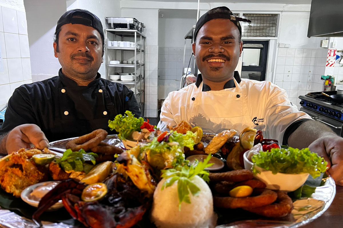The happy chefs of Crusoe's Retreat, Fiji